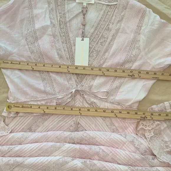 LoveShackFancy Blush Maxi Dress with Ruffle Sleeves - Picture 4 of 11